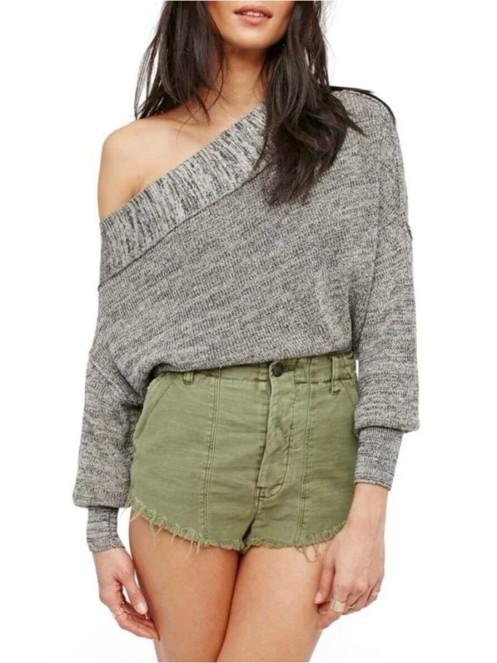 Free People | Alana Pullover Sweater | Heather Gray | Linen Blend | Size = XS